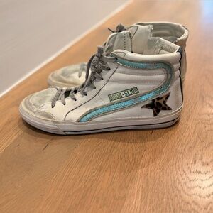 Golden Goose Slide Sneakers - White, Gray, and Teal